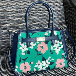 Kate Spade Lucia Lily Blooms Medium Satchel Green Multi